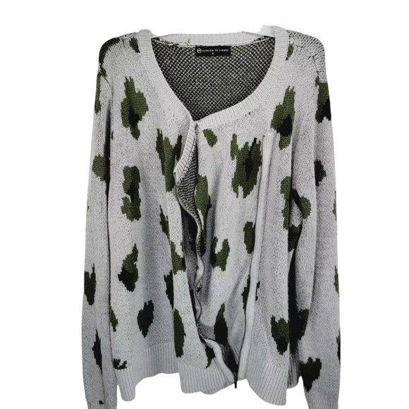 Fashion To Figure Cardigan Sweater Womens Plus Size 2X FTF Zip Front Gray - Picture 4 of 7